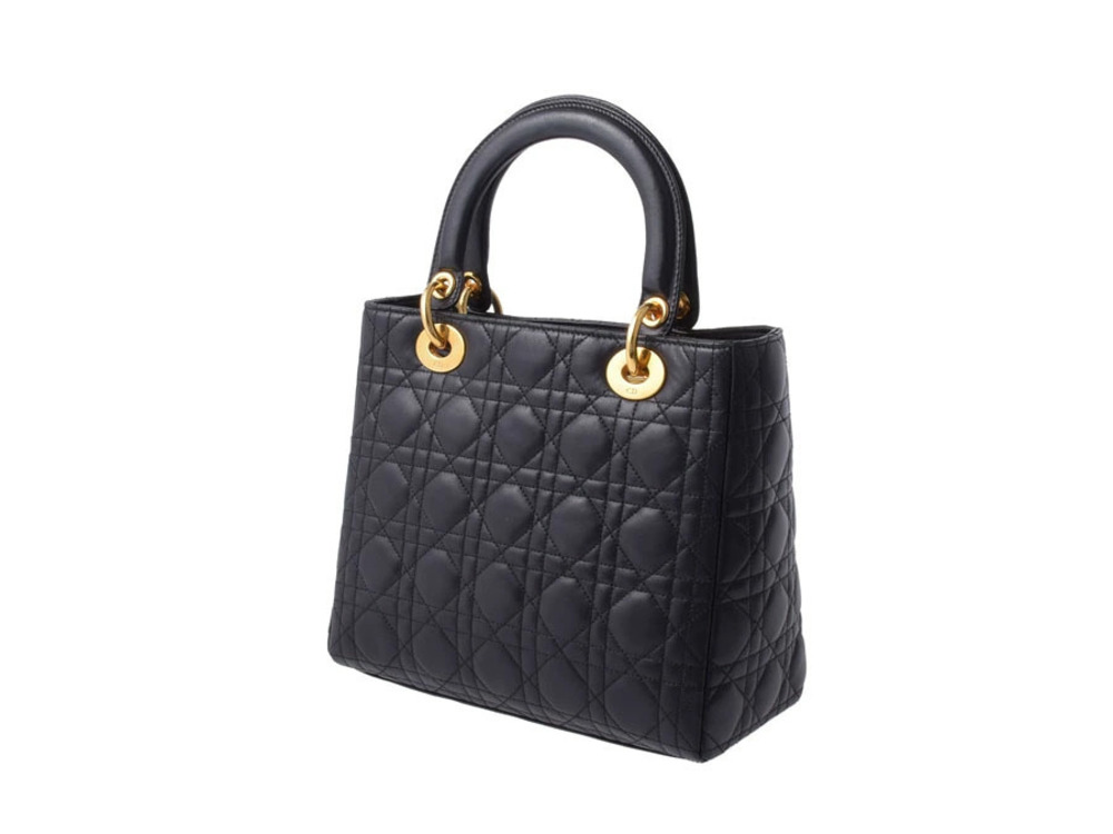 Dior Cannage Black Christian  Bag Lady Calfskin